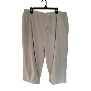 Anthropologie Daily Practice XL Beige‎ Cropped Wide Pants Elastic Waist New #C
